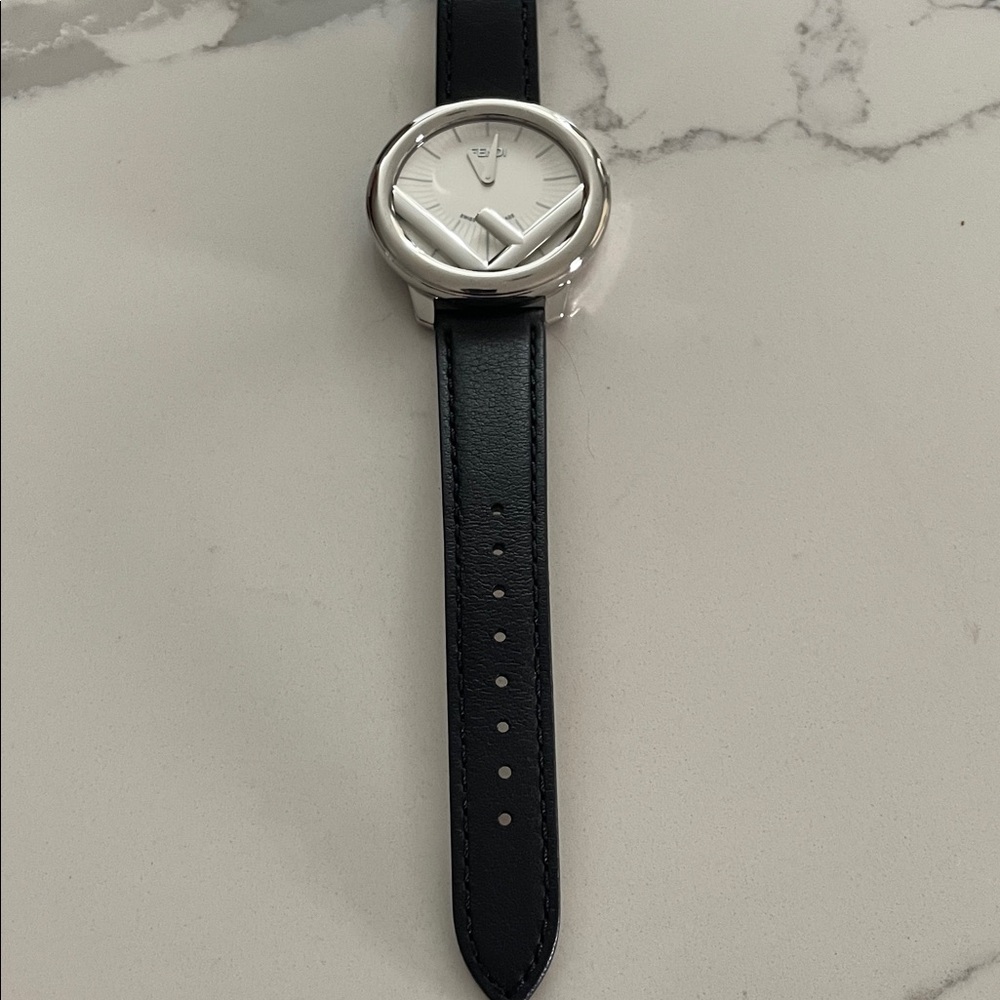 Fendi Monochrome Watch with Logo Detail and Black Leather Strap (36mm) - Picture 12 of 12